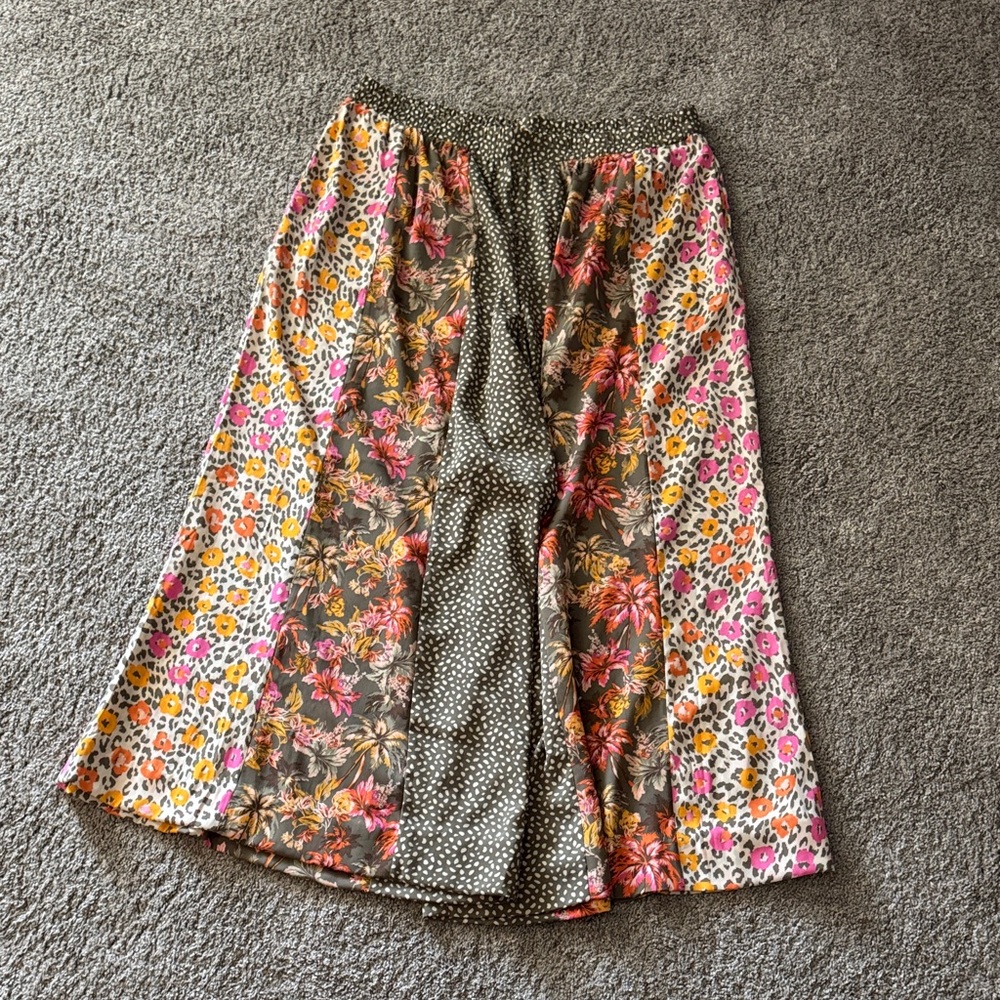 Floral Patchwork Wide Leg Pants